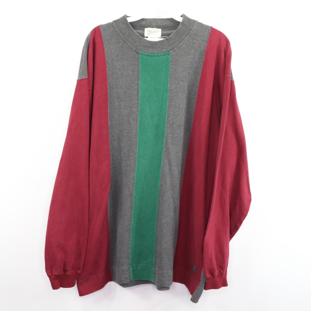 90s Mens Large Color Block Mock Turtleneck Sweater - image 1